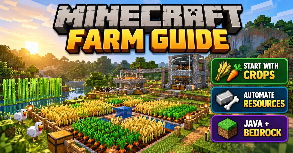 Minecraft Farm Guide: What to Build First (Java 26.3 and Bedrock 26.50)