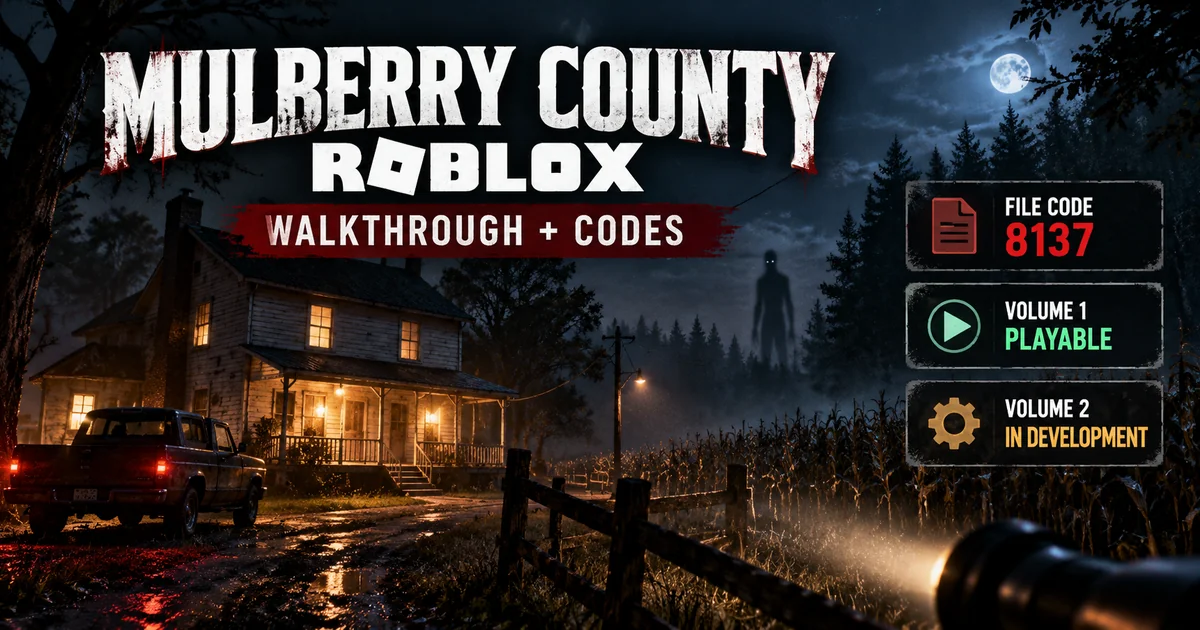 Mulberry County Roblox: Walkthrough, Codes and Volume 2 Status